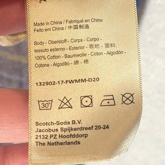 Scotch and Soda Flannel Button Down Shirt Mens S Long Sleeve Blue Gold Plaid - Picture 9 of 14